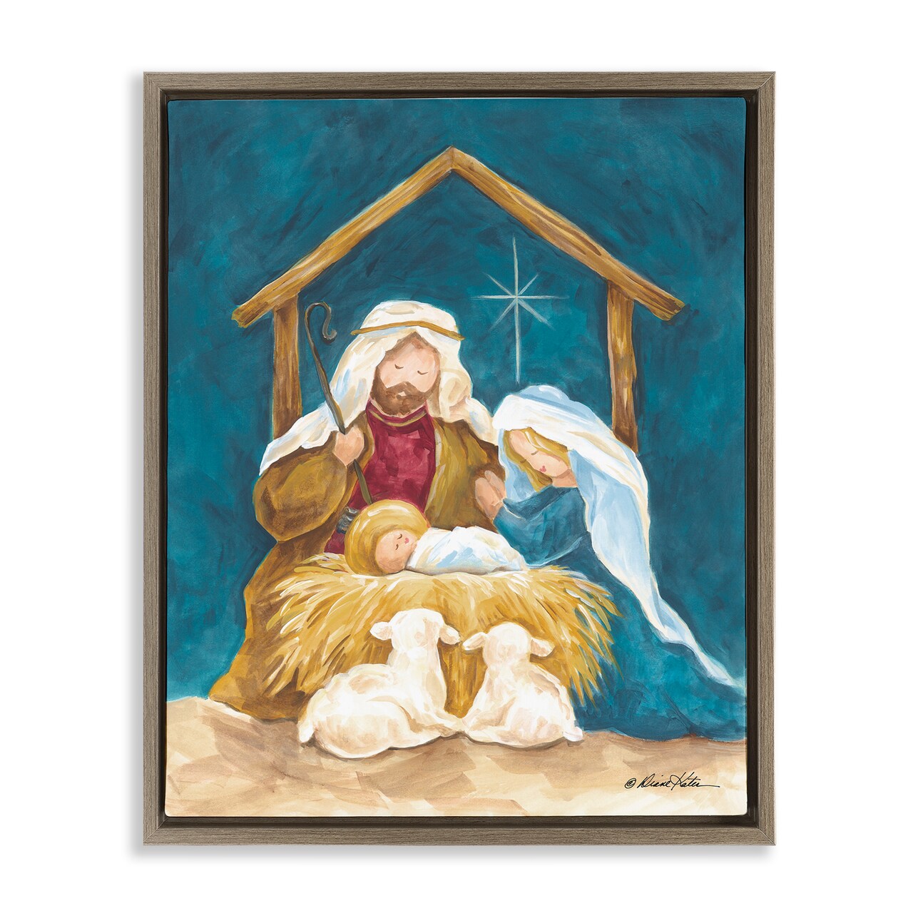 Stupell Industries Comforting Nativity Painting Floating Frame, design by Diane Kater
